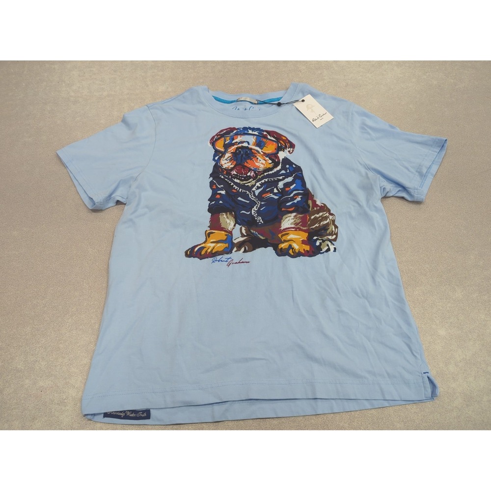 Robert Graham Shirt Mens XL Chill Graham Slate Blue Graphic Tee Mascot Dog NWT